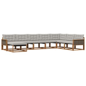 vidaXL Ensemble de canapés d'extérieur 8 pc Naturel et gris clair