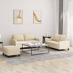 vidaXL Ensemble de canapés 3 Pièces avec coussins Crème Tissu