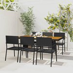 vidaXL Mobilier à dîner d'extérieur 7 Pièces Résine tressée Noir