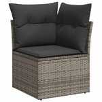 vidaXL Salon de jardin 9 Pièces avec coussins gris résine tressée