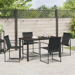 vidaXL Ensemble Salle à Manger Jardin 5 Pièces Noir Textilène et Acier