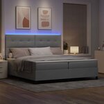 vidaXL Lit à ressorts avec matelas Gris clair 200 x 200 cm tissu