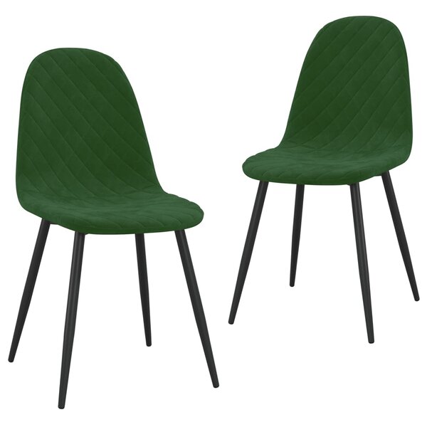 vidaXL Chaises à manger lot de 2 Vert foncé Velours