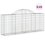 vidaXL Paniers à gabions arqués 20 Pièces 200x30x80/100 cm Fer galvanisé