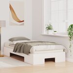 vidaXL Cadre de lit surélevé avec stockage Blanc Bois massif en pin