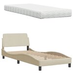 vidaXL Lit avec matelas crème 90x200 cm tissu