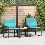 vidaXL Ensemble de meubles d'extérieur 7 Pièces Noir et turquoise