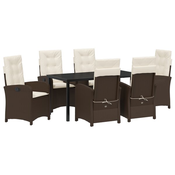 vidaXL Ensemble de jardin 7 pièces avec coussins marron poly rattan