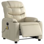 vidaXL Fauteuil de massage inclinable électrique crème similicuir