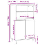 vidaXL Buffet haut chêne artisanal 60x36x110 cm bois d'ingénierie