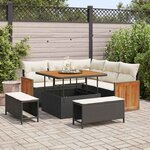 vidaXL Ensemble de canapé de jardin avec coussin 8 Pièces Noir et crème