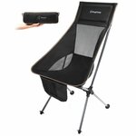 Chaise de camping pliable avec grand dossier - Kingcamp - Noir - Sac de transport inclus
