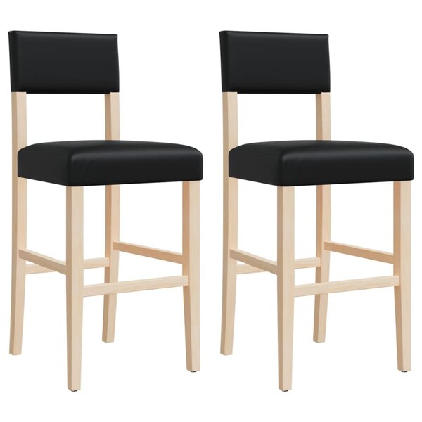 vidaXL Chaises de bar lot de 2 bois massif d'hévéa et similicuir