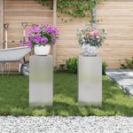 vidaXL Supports de Plantes d'Extérieur Pilier 2 Pièces 24x24x55 cm Acier Inoxydable