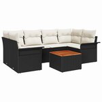 vidaXL Ensemble de canapé de jardin 7 Pièces Noir  Crème 55 x 55 x 37 cm