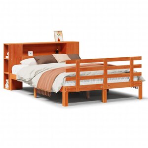 vidaXL Lit bibliothèque sans matelas cire marron 140x190 cm pin massif