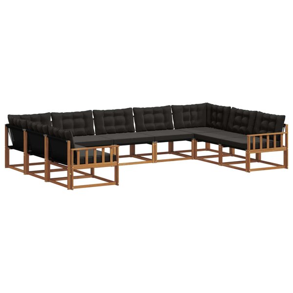 vidaXL Ensemble de canapés d'extérieur 9 pc Naturel et Noir