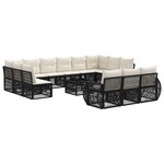 vidaXL Ensemble de canapé de jardin 14 Pièces Noir et blanc crème