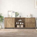 vidaXL Buffet 3 Pièces Chêne artisanal 70 x 41 x 75 cm Bois d'ingénierie