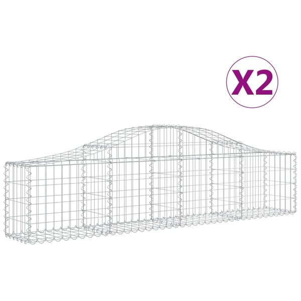 vidaXL Paniers à gabions arqués 2 Pièces 200x30x40/60 cm Fer galvanisé