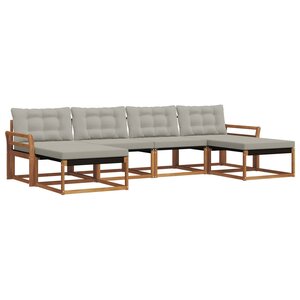 vidaXL Ensemble de canapés d'extérieur 6 pc Gris Naturel et Clair