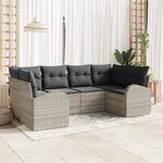 vidaXL Ensemble de canapé de jardin 6 Pièces Gris clair Poly rotin
