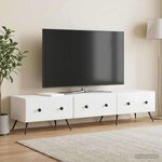 vidaXL Meuble TV Blanc brillant 147 x 34 5 x 30 cm Bois d'ingénierie