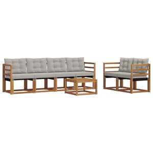 vidaXL Ensemble de canapés d'extérieur 7 pc Gris Naturel et Clair