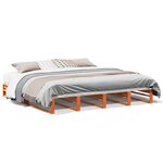 vidaXL Cadre de lit sans matelas cire marron 200x200cm bois pin massif