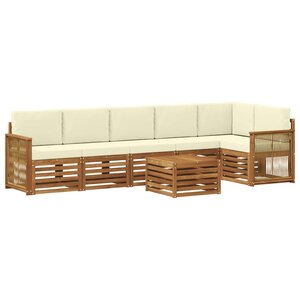 vidaXL Ensemble de canapés d'extérieur 6 pc Naturel et Crème