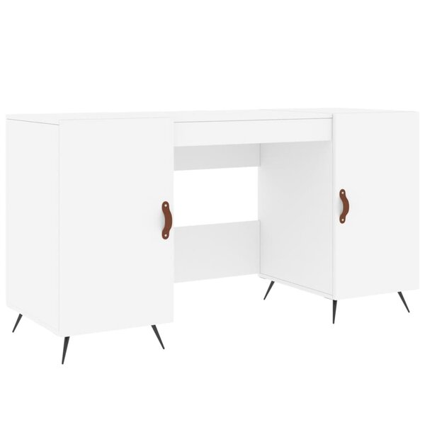 Bureau table poste de travail meuble d'ordinateur informatique étude 140 x 50 x 75 cm bois d'ingénierie blanc 02_0023519