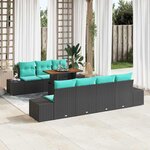 vidaXL Ensemble de salle à manger pour jardin 8 Pièces Noir et Sarcelle