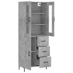 vidaXL Buffet haut Gris béton 69 5x34x180 cm Bois d'ingénierie