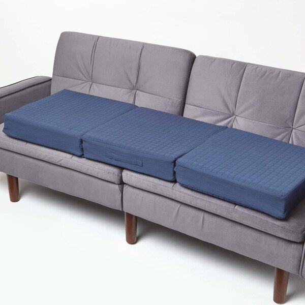 Coussin d'assise déhoussable pour canapé 3 places en coton  Bleu marine - HOMESCAPES
