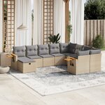 vidaXL Salon de jardin avec coussins 10 Pièces beige résine tressée