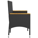 vidaXL Banc de jardin à 3 places avec coussins noir résine tressée