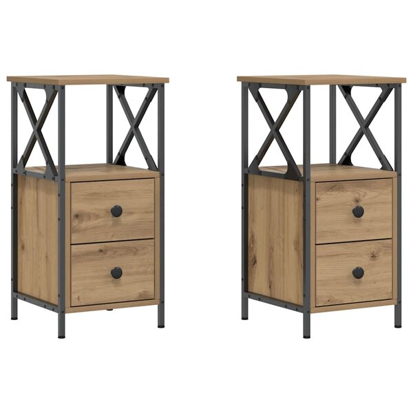vidaXL Tables de chevet 2 Pièces chêne artisanal bois d'ingénierie