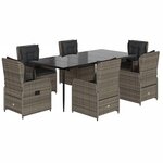 vidaXL Ensemble à manger de jardin et coussins 7 Pièces gris rotin