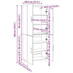 vidaXL Haut Armoire Chêne noir 69 5 x 34 x 180 cm Bois d'ingénierie