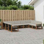 vidaXL Ensemble de canapés d'extérieur 9 Pièces Naturel et gris clair