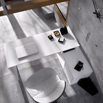 Bureau d'angle reversible 1 tiroir + 1 porte - Blanc - 139 x 92 x Hauteur 75 cm - ROX