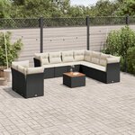 vidaXL Salon de jardin 11 Pièces avec coussins noir résine tressée