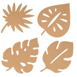 4 feuilles tropicales en bois 25cm