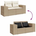 vidaXL Salon de jardin avec coussins 9 Pièces beige résine tressée