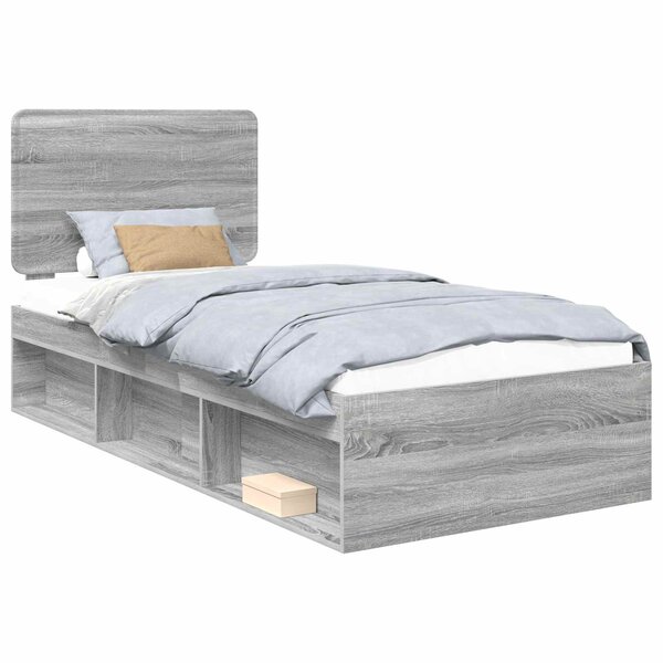 vidaXL Cadre de lit Gris Sonoma 90 x 190 cm Pin massif