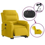 vidaXL Fauteuil inclinable de massage électrique jaune velours