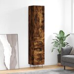 vidaXL Buffet haut Chêne fumé 34 5x34x180 cm Bois d'ingénierie