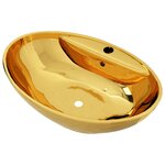 vidaXL Lavabo avec trop-plein 58 5 x 39 x 21 cm Céramique Doré