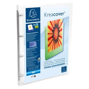 Classeur 4 Anneaux 15mm Polypropylène Chromaline 5/10e Kreacover® - A4 - Incolore - X 12 - Exacompta