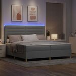 vidaXL Lit à ressort LED avec matelas Gris clair 200 x 200 cm tissu